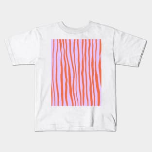 Vertical retro wavy lines - orange and violet Kids T-Shirt